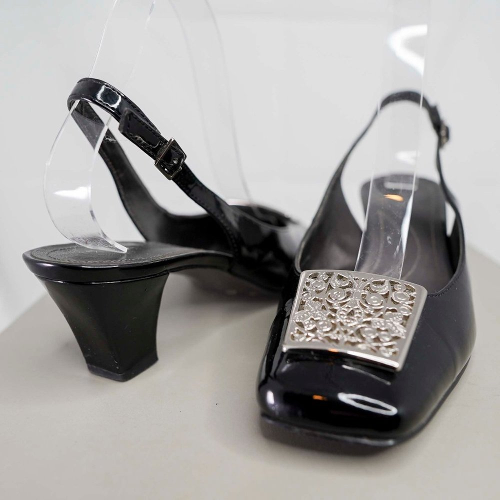 Tahari Elphaba Slingback Maroon Patent Leather